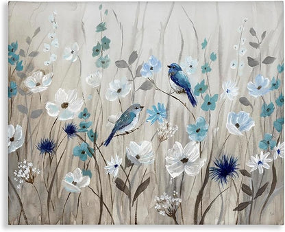 Birds Floral Meadow Blossoms, 16 x 20 Inch Canvas Wall Art | Stupell Industries · By Nan · Ready to hang · Nature inspired decor · Made in USA