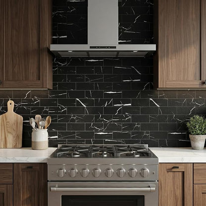 Yipscazo Peel and Stick backsplash 3 x 6 Inches 3D PVC Composite Wall Tile Stick on Backsplash Tile for Kitchen Bathroom, Laundry Room, Fireplace(Black Rocks, 100 Pieces)