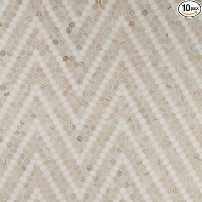 MSI Angora Sazi 11 in. x 14 in. Polished Marble Hexagon Tile for Kitchen Backsplash, Floor Tile, Wall Tile for Bathroom, Shower Wall Tile, Mesh Mounted Mosaic Tile