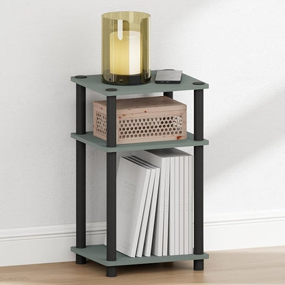 Furinno JUST Night Stand, 3-Tier Turn-N-Tube Nightstand, Toolless Bedside Table, End Table, Side Table with Open Storage, for Bedroom, Closet, Dorm, Sage Green