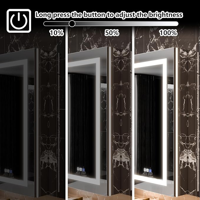 30"x36" Smart LED Medicine Cabinet with Mirror - Double Door Bathroom Storage, Anti-Fog, 3-Color Stepless Dimming, 5X Magnifier, Night Light, Soft-Close Hinges