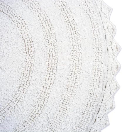 DII Crochet Collection Reversible Bath Mat, Round, 27.5" Diameter, White