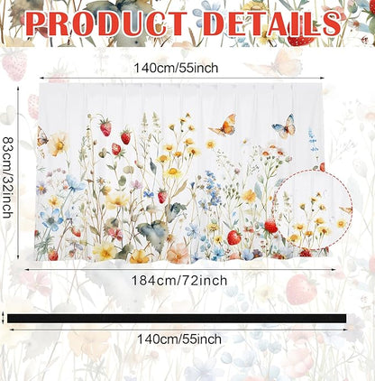 Fabric Sink Skirt Diamond Bathroom Stitch Self Stick Adhesive Waterproof Fabric Under Sink Curtain Skirt 55 x 32 Inch Adds Bathroom Storage (White,Wildflowers Style)