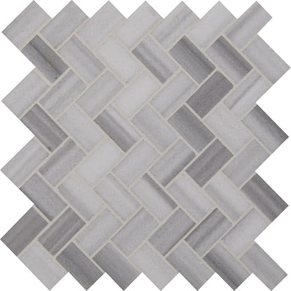 MSI Bergamo 12 in. x 12 in. Herringbone Polished Marble Mosaic Tile, Mesh-Mounted, for Kitchen Backsplash, Bathroom, Floor, Accent Wall, and Shower Wall, Gray