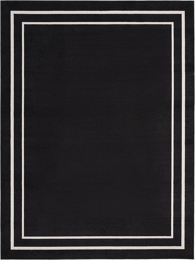 Nourison Home Nourison Essentials Black Ivory 7' x 10' Area Rug - Easy Clean, Non Shedding, Bed Room, Living Room, Dining Room, Kitchen (7' x 10')
