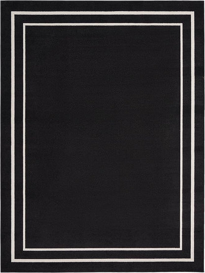 Nourison Home Nourison Essentials Black Ivory 7' x 10' Area Rug - Easy Clean, Non Shedding, Bed Room, Living Room, Dining Room, Kitchen (7' x 10')