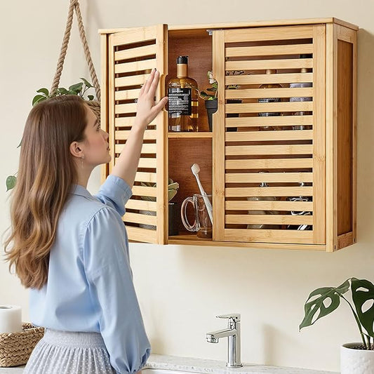 VEVOR Bathroom Wall Cabinet, 2 Doors and Adjustable Shelf with 3 Height Levels, 23" W x 20" H Medicine Cabinet Wall Mounted, Hanging Organizer with Shelves for Laundry Room Kitchen Restroom