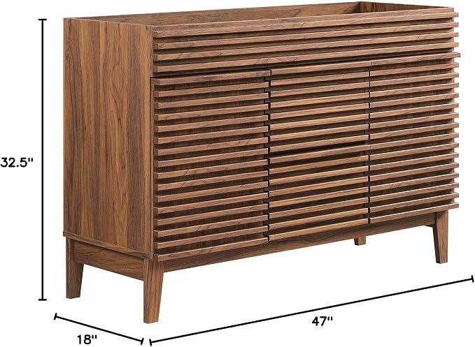 Modway Render 48" Double Sink Compatible (Not Included) Bathroom Vanity Cabinet in Walnut