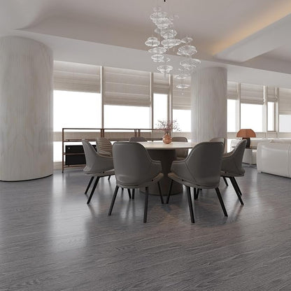 Hilarious Peel and Stick Vinyl Floor Tiles, Dark Gray Wood Look, 36 Planks Cover 54 Sq.Ft Waterproof Self-Adhesive Flooring for Kitchen Bathroom, Living Room, RV, Modern Style Vinyl Flooring, Easy DIY