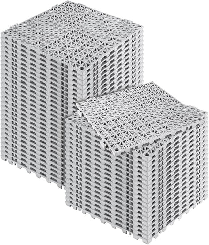 Modular Interlocking Cushion 48 Pack 11.8" x 11.8" Rubber Floor Tiles Non-Slip Splicing Drainage Mats for Deck, Gray