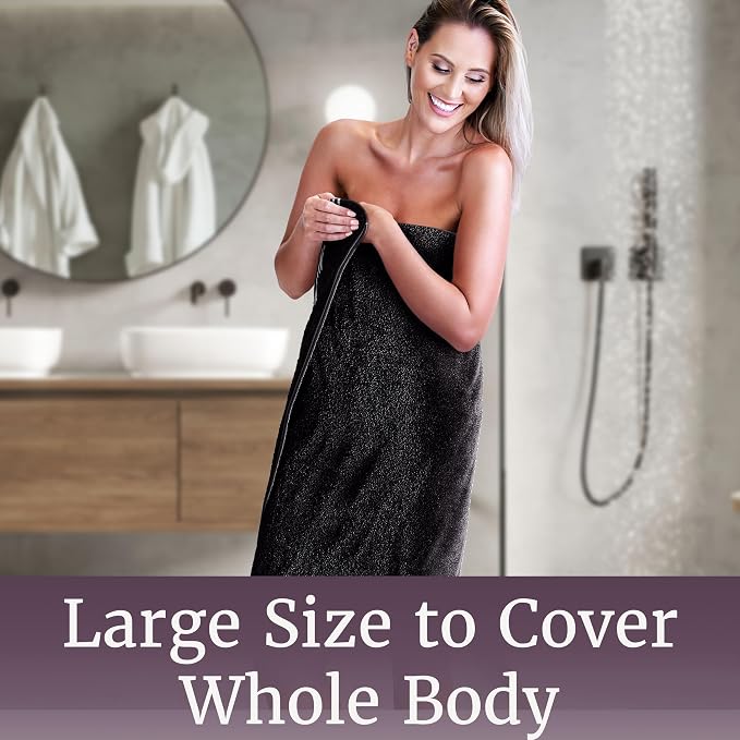 Lavish Home Bathroom Towels Set, Bathroom Essentials, Black, Set of 8 | Includes 2 Bath Sheets, 2 Hand Towels, 2 Wash Cloths, 2 Fingertip Sheets, Soft 575 GSM Cotton Set for Shower, Gym, Dorm, Spa