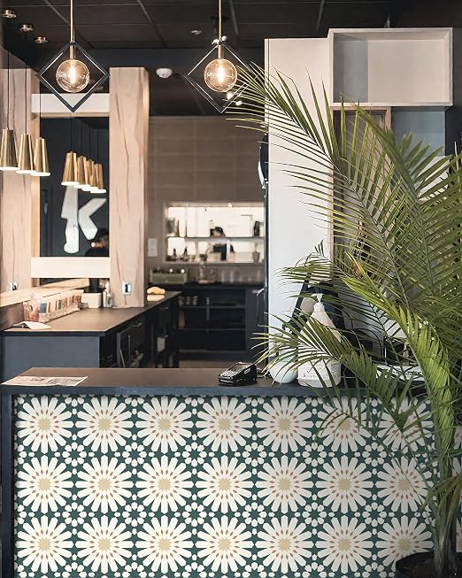 MORCART 20PCS 7.87" x 7.87" Peel and Stick Floor Tile, Green Floral Look | Self-Adhesive DIY Vinyl Flooring, Removable and Waterproof Tile Sticker for Bathroom, Kitchen, Wall, Bedroom, Stairs