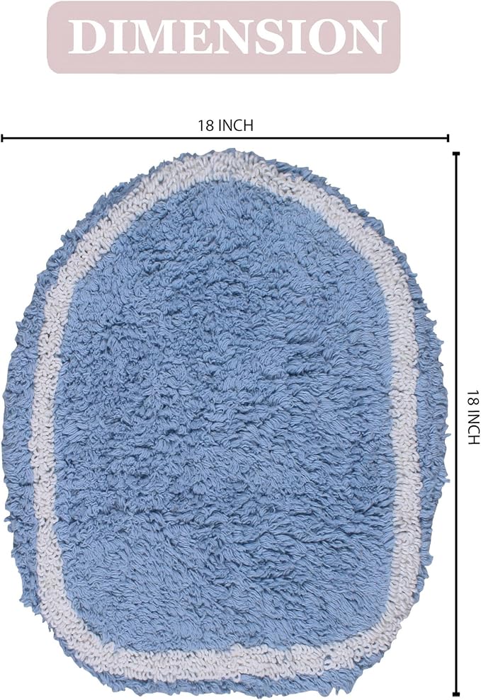 Home Weavers Allure Collection Toilet Lid Seat Cover, Elastic Edges, 100% Cotton Soft Universal Fit for Standard Oblong Round Elongated Bath Room Bowl Lids, Washable, 18"x18" Toilet Lid Cover, Blue
