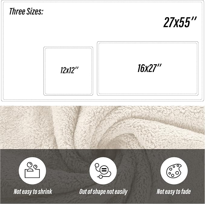 MOONQUEEN Ultra Soft Towel Set-Quick Drying - 2 Bath Towels 2 Hand Towels 2 Washcloths-Microfiber Coral Velvet Highly Absorbent Towel for Bath Fitness,Bathroom,Sports,Yoga, Travel(Cream, 6 Pcs)