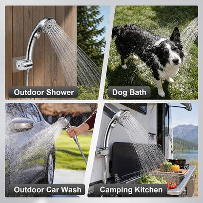 OFFO 5 Mode RV Shower Head Replacement, On Off Switch for Water Saving, High Flow Powerful Boosting Showerheads, Chrome