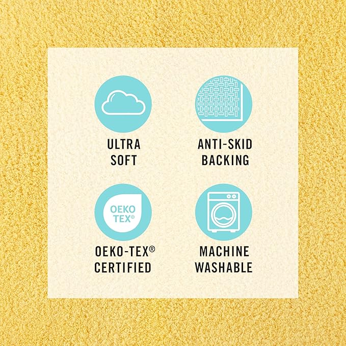 MARTHA STEWART Drylon Microfiber Bath Rug - 1 Piece, Ultra Soft Plush, Non-Slip, Thick, Washable Bathroom Rugs, Home Decor Accessories, Household Essentials, Small Bath Mat, 17" x 24", Yellow