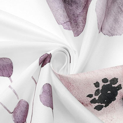 Plum Beige Beige Watercolor Floral Fabric Shower Curtain, 72x78 | Waterproof Fabric, Modern Minimalist Floral Print, Machine Washable, Rustproof Grommets, Fade Resistant, for Bath Home