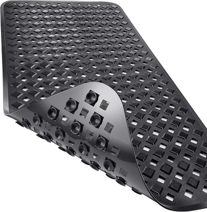 Yimobra Bathtub Mat Non Slip, 35"X16" Shower Mat with Strong Suction Cups & Drain Holes, Long Anti Slip Bath Tub Mat for Inside Shower, Machine Washable Fast Drying, Bathroom Essentials, Black