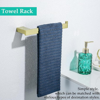 5-Pieces Brushed Gold Bathroom Accessories Set, Stainless Steel Bathroom Hardware Set, 23.6 Inch Bath Towel Bar Set, Towel Hooks,Towel Racks for Bathroom Wall Mounted,SE96009S-5BG
