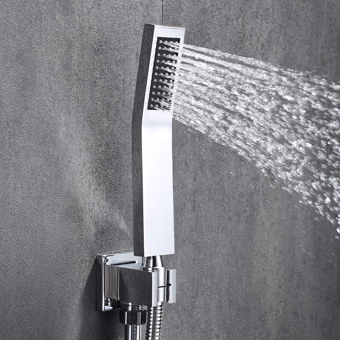 SUMERAIN Shower System with Waterfall Tub Spout, Chrome Finish | 3 Functions, 8" Rain Shower Head, Brass HandHeld Shower, Anti-scalding Pressure Balance Cartridge, Including Rough-In Valve