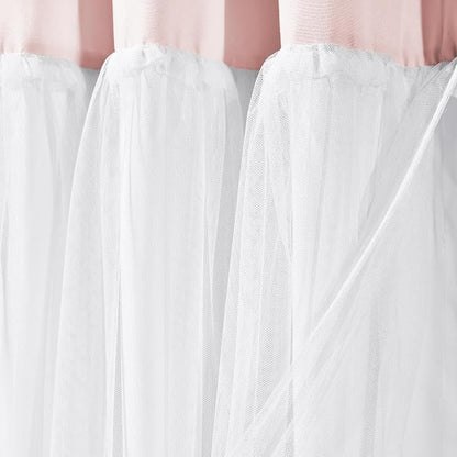 Lush Decor Tulle Skirt Colorblock Shower Curtain Single 72" W x 72" L Light Gray & White - Fabric Shower Curtains for Bathroom - Cute Bathroom Curtain
