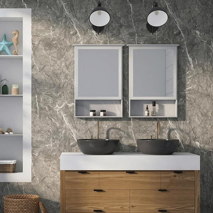 Marble Peel and Stick Waterproof Wall Paneling, 118" x 47" Bardiglio Grey Matte Finish Self-Adhesive Backsplash Tile Vinyl Wall Panel for Kitchen Bathroom Wall Decor, Covers 38.75 Sq. Ft.