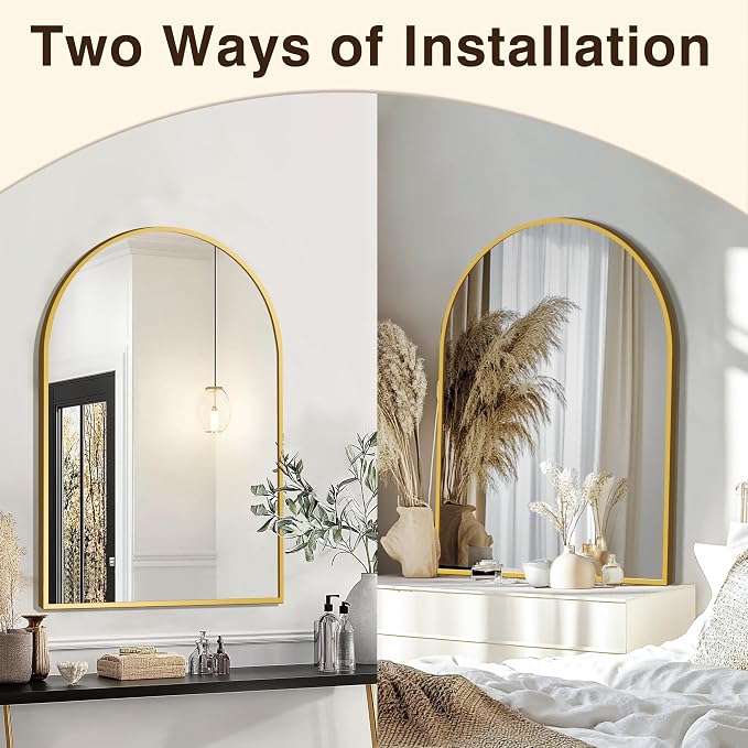 FICTOR 24" x 36" Arched Bathroom Vanity Mirror for Over Sink, Gold | Anti-Rust Metal Framed, HD Tempered Shatter-Proof Glass, Modern Wall Mirror for Entryway, Living Room, Bedroom