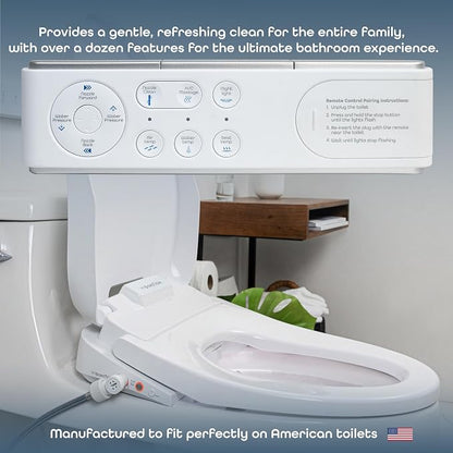 BidetMate 3500 Series Smart Bidet Toilet Seat, Auto Open Lid, Remote | Auto open/close lid, heated seat, unlimited warm-water wash, dryer, self-cleaning nozzle. Remote. Fits elongated toilets.