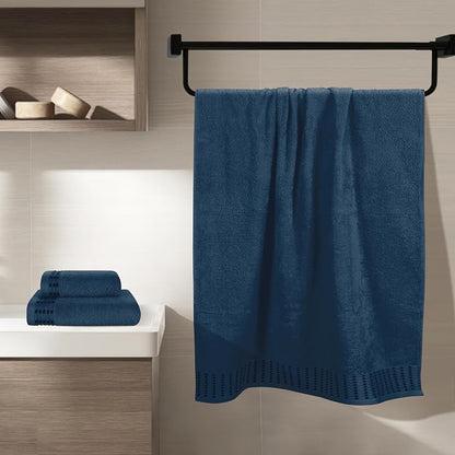 Ultra Soft 3 Pack Cotton Towel Set, Contains a Bath Towels 28x55 inch, a Hand Towels 16x24 inch & a Wash Coths 12x12 inch, Ideal Everyday use, Compact & Lightweight - Mineral Blue