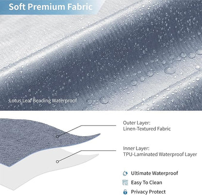 Waterproof Fabric Shower Curtain,No Liner Needed,72x72,Blue Gray | 2-in-1 Design,Linen Textured,100% Waterproof TPU-Laminated Backing,Magnetic Weighted,Machine Washable,For Bathroom,Hotel