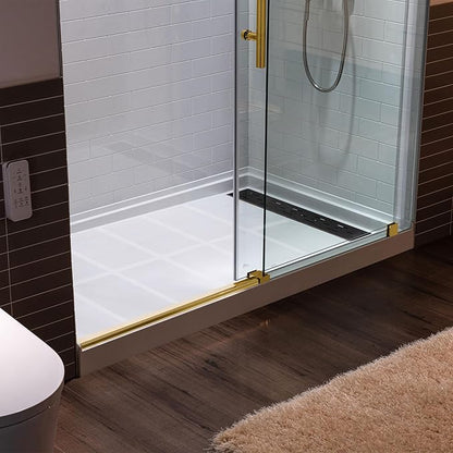Woodbridge Frameless Shower Doors 44-48" Width x 76" Height with 3/8"(10mm) Clear Tempered Glass in Brushed Gold Finish,MSDC4876-BG