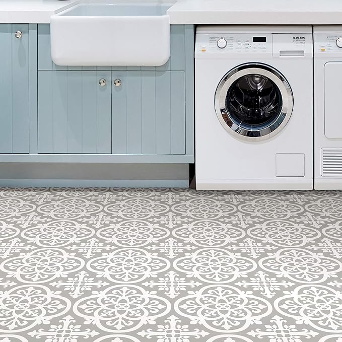 FloorPops FP2942 Medina Peel & Stick Floor Tiles, Grey (Pack of 2)
