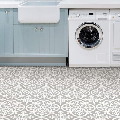 FloorPops FP2942 Medina Peel & Stick Floor Tiles, Grey (Pack of 2)