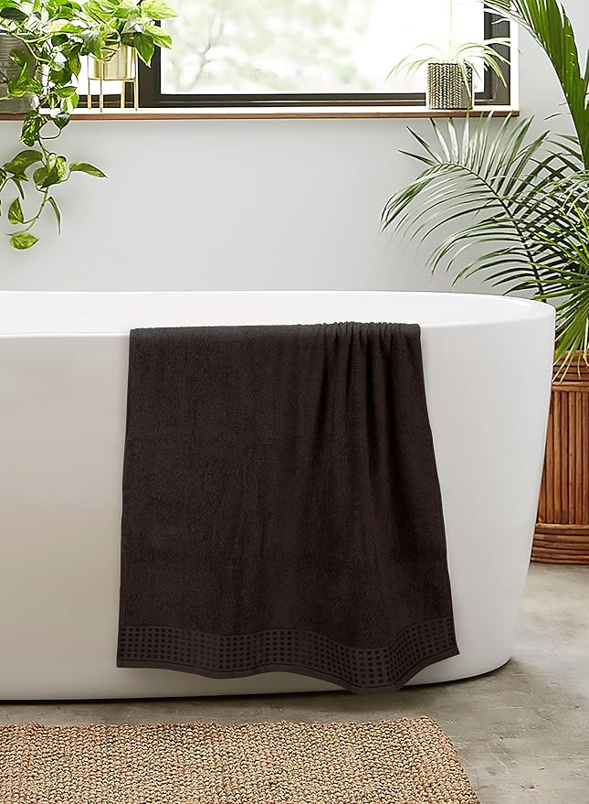 GLAMBURG 100% Cotton 2 Pack Oversized Bath Towel Set 28x55 Inches, Ultra Soft Highly Absorbant Compact Quickdry & Lightweight Large Bath Towels, Ideal for Gym Travel Camp Pool - Chocolate Brown
