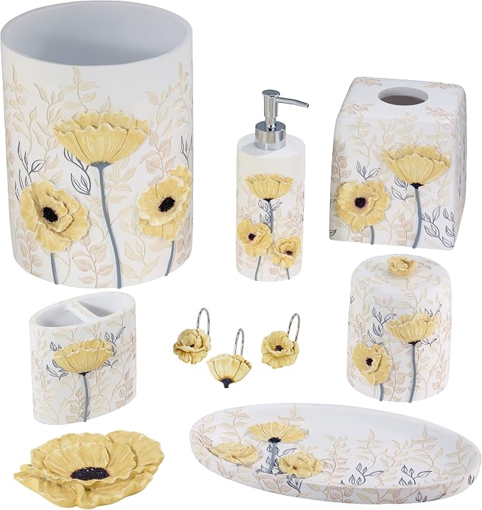 Avanti Linens - Soap Dish, 100% Hand-Painted Resin Bathroom Accessories, Floral Home Decor (Marielle)