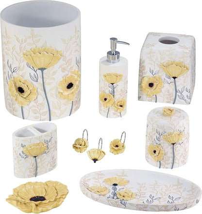 Avanti Linens - Toothbrush Holder, 100% Hand-Painted Resin Bathroom Accessories, Floral Home Decor (Marielle)