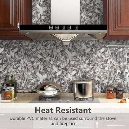 STICKGOO Herringbone Tile Peel and Stick Backsplash for Kitchen&Bathroom | 10-Sheet Self Adhesive Wall Tiles, Bulgari Purple Marble PVC Stick on Backsplash Tile for Kitchen,Bathroom