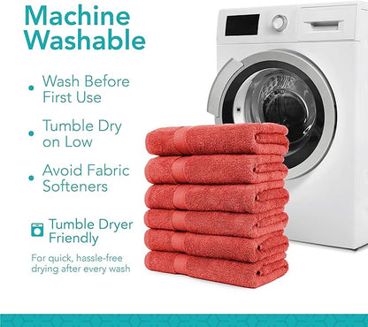 Pleasant Home Bath Towels Set of 6 (24” x 50”) 100% Cotton, 515 GSM | Lightweight, Soft & Highly Absorbent Luxury Towels for Bathroom | for Gym, Pool & Spa | 6 Pack, Red