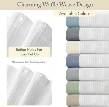 Madison Park Spa Waffle Shower Curtain for Bathroom, 72 x 72, Cream | Striped, Pieced Fabric Design, 3M Scotchgard Moisture Management, Hotel Quality, Modern, for Bathroom, OEKO-TEX Certified