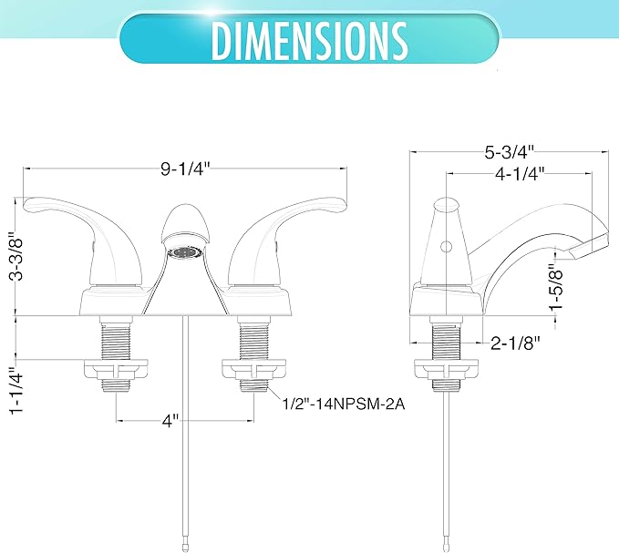 Aqua Vista 15-B42WP-PB-AV Two Handle Bathroom Sink Faucet, Polished Brass