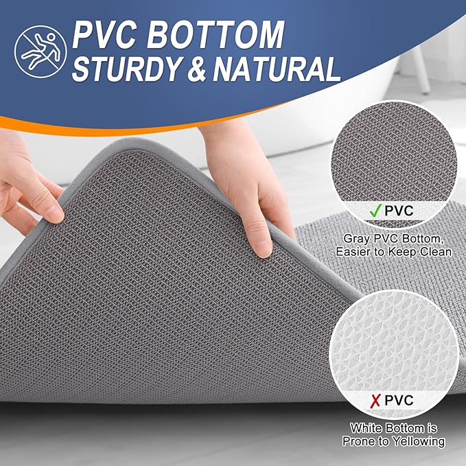 OLANLY Thick Memory Foam Bathroom Rugs 30x20, Soft Absorbent Bath Mat, Grey | Quick Dry Bath Rugs, Non-Slip Carpet, Machine Washable Mats for Bathroom Floor, Tub and Shower, Home Decor Accessories