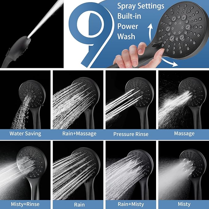 BRIGHT SHOWERS Slide Bar Shower Set with Handheld Shower Head, ADA-Compliant Stainless Steel Grab Bar, Adjustable Height and 69-Inch Hose, Oil Rubbed Bronze