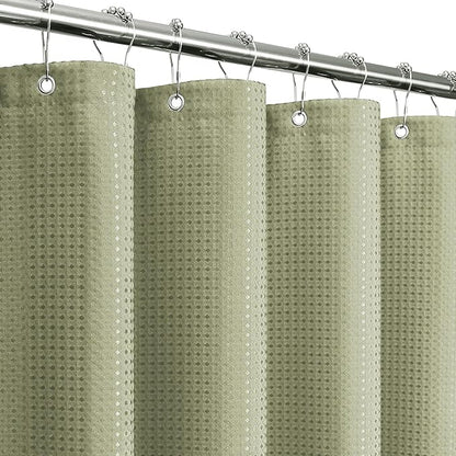 Extra Long 230GSM Sage Green Shower Curtain, 72 x 84 | 230GSM Tall Fabric Shower Curtain for Bathroom, Water Repellent, Machine Washable