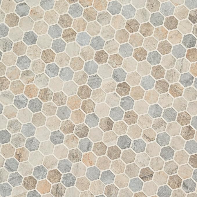 MSI Stonella Hexagon 11.25 in. x 12.75 in. x 6 mm Textured Glass Mesh-Mounted Mosaic Tile for Bathroom, Kitchen Backsplash, Accent Wall Tile, and Shower Wall Tile