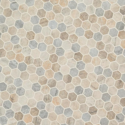 MSI Stonella Hexagon 11.25 in. x 12.75 in. x 6 mm Textured Glass Mesh-Mounted Mosaic Tile for Bathroom, Kitchen Backsplash, Accent Wall Tile, and Shower Wall Tile