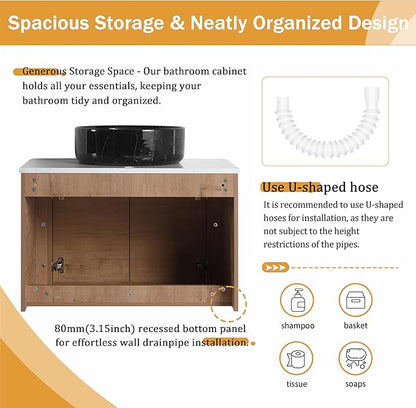 Malwee 30" Floating Bathroom Vanity with Sink, 30 Inch Wall Mounted Bathroom Cabinet Combo, Modern Single Sink Bath Storage Vanity Set, with 2 Soft Close Doors and Ceramic Vessel Basin Top(30-RR