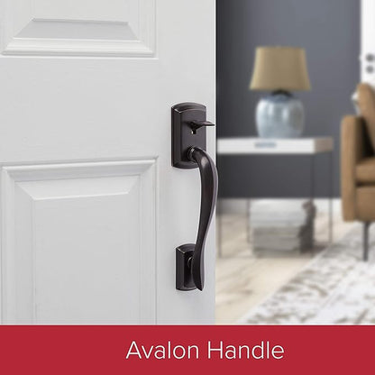 Kwikset Avalon Front Door Handle No Lock, Entry Handleset Exterior with Interior Reversible Handed Lever, Non-Locking, Venetian Bronze, Deadbolt Not Included, with Microban Protection