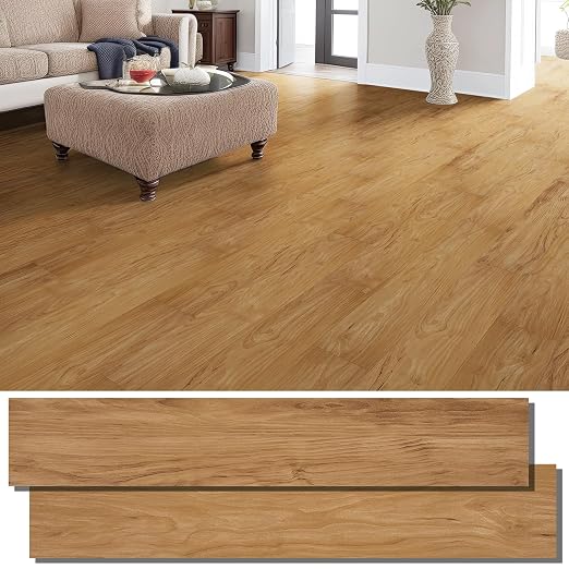 INMOZATA 36 Pack Peel and Stick Vinyl Flooring Waterproof Floor Tile | 54 Sq.Ft, Heat-resistant, Wood Grain Self Adhesive Flooring for DIY Bedroom Living Room Bathroom Kitchen (Smoked Brown)