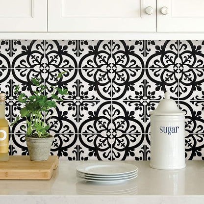 InHome NH2956 Avignon Peel & Stick Backsplash Tiles, Black