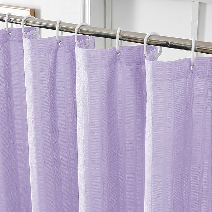 Aiyufeng Light Purple Shower Curtain for Bathroom, Embossed Textured Fabric Shower Curtain for Bathroom - Soft Cloth & Hotel Spa, Machine Washable, 72X78,Light Purple